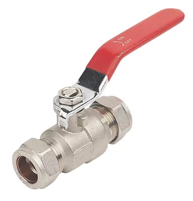 15mm lever ball valve - red handle